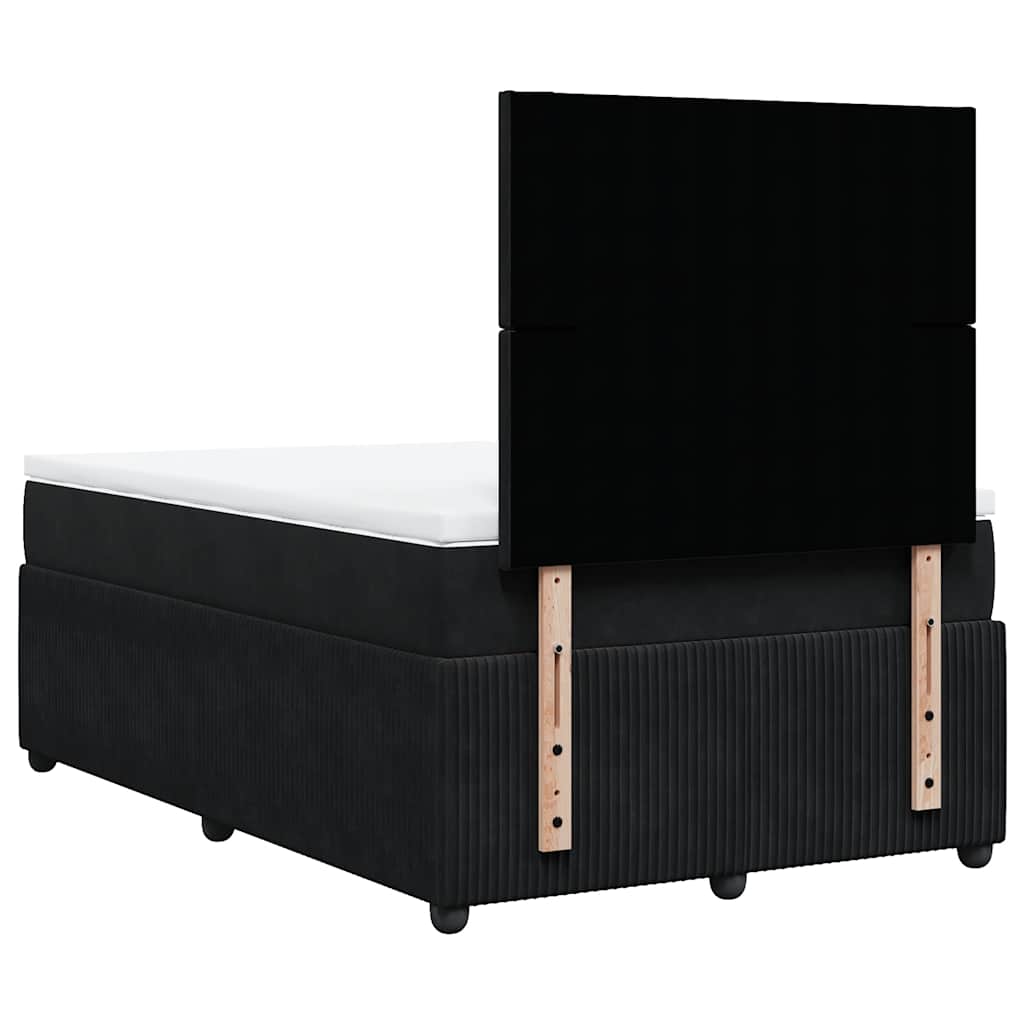 Κρεβάτι Boxspring με Στρώμα Μαύρο 120 x 200 εκ. Βελούδινο