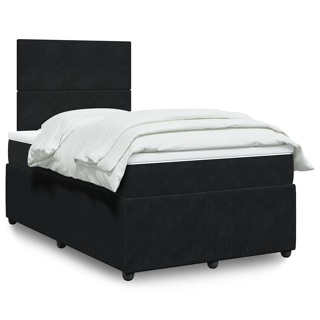 Κρεβάτι Boxspring με Στρώμα Μαύρο 120 x 200 εκ. Βελούδινο