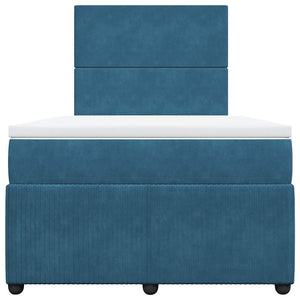 Κρεβάτι Boxspring με Στρώμα Μπλε 120x200 εκ. Βελούδινο - Pakobazaar