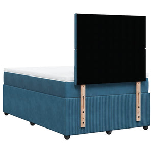 Κρεβάτι Boxspring με Στρώμα Μπλε 120x200 εκ. Βελούδινο - Pakobazaar
