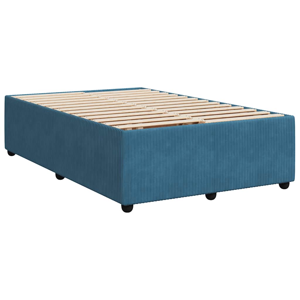 Κρεβάτι Boxspring με Στρώμα Μπλε 120x200 εκ. Βελούδινο - Pakobazaar