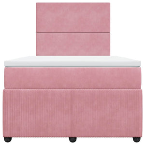 Κρεβάτι Boxspring με Στρώμα Ροζ 120x200 εκ. Βελούδινο - Pakobazaar
