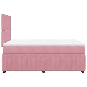 Κρεβάτι Boxspring με Στρώμα Ροζ 120x200 εκ. Βελούδινο - Pakobazaar