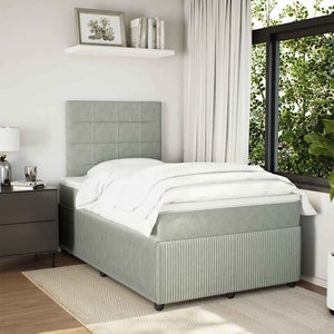Κρεβάτι Boxspring με Στρώμα Ανοιχτό Γκρι 120x200 εκ. Βελούδινο - Pakobazaar