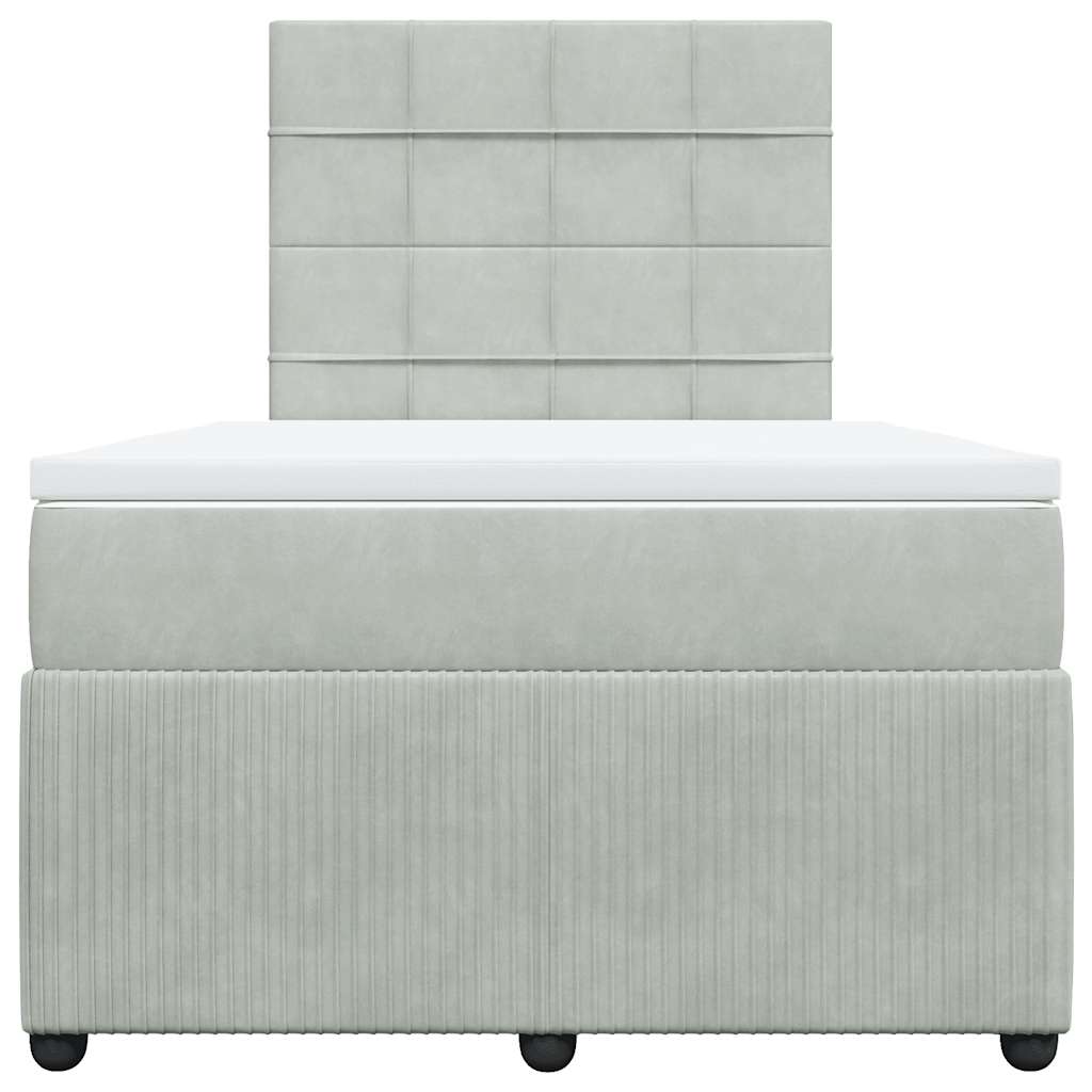 Κρεβάτι Boxspring με Στρώμα Ανοιχτό Γκρι 120x200 εκ. Βελούδινο - Pakobazaar