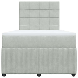 Κρεβάτι Boxspring με Στρώμα Ανοιχτό Γκρι 120x200 εκ. Βελούδινο - Pakobazaar