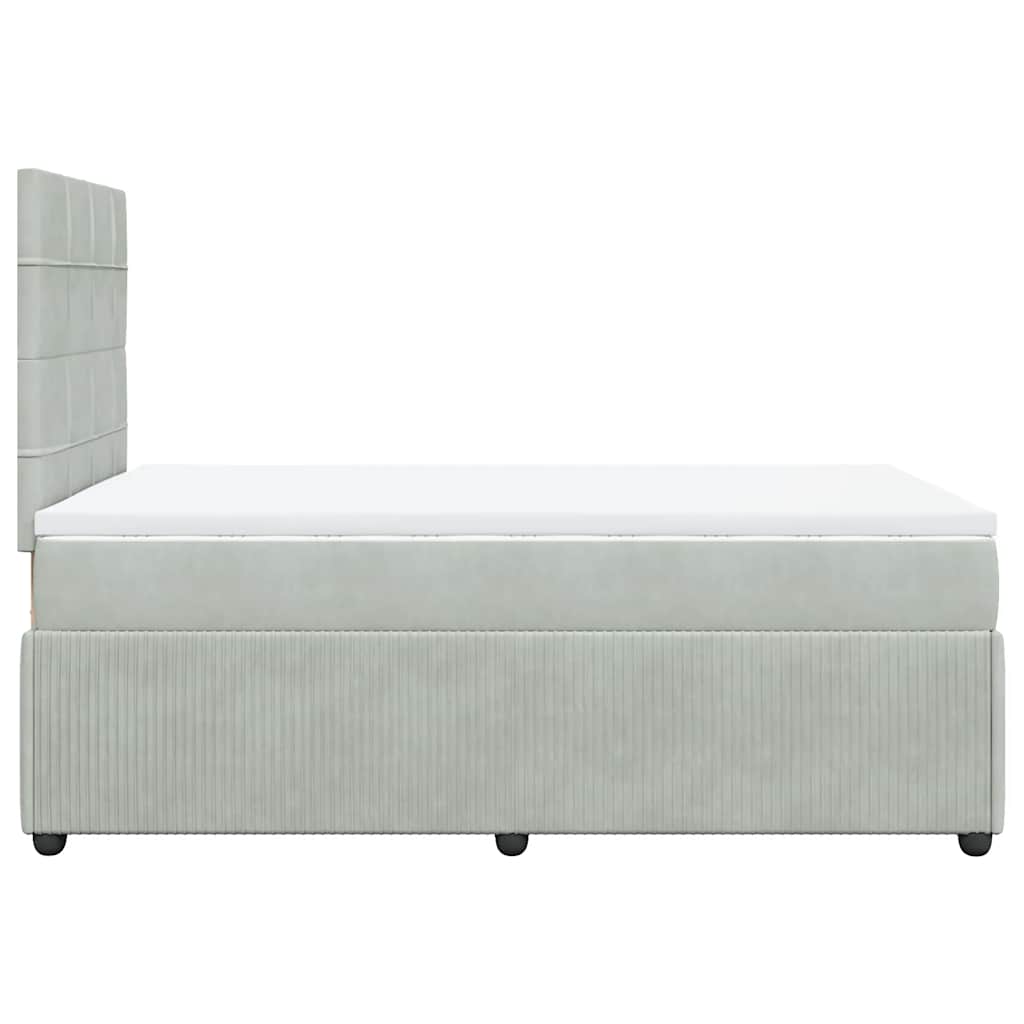 Κρεβάτι Boxspring με Στρώμα Ανοιχτό Γκρι 120x200 εκ. Βελούδινο - Pakobazaar