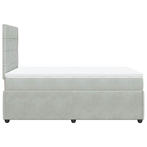Κρεβάτι Boxspring με Στρώμα Ανοιχτό Γκρι 120x200 εκ. Βελούδινο - Pakobazaar
