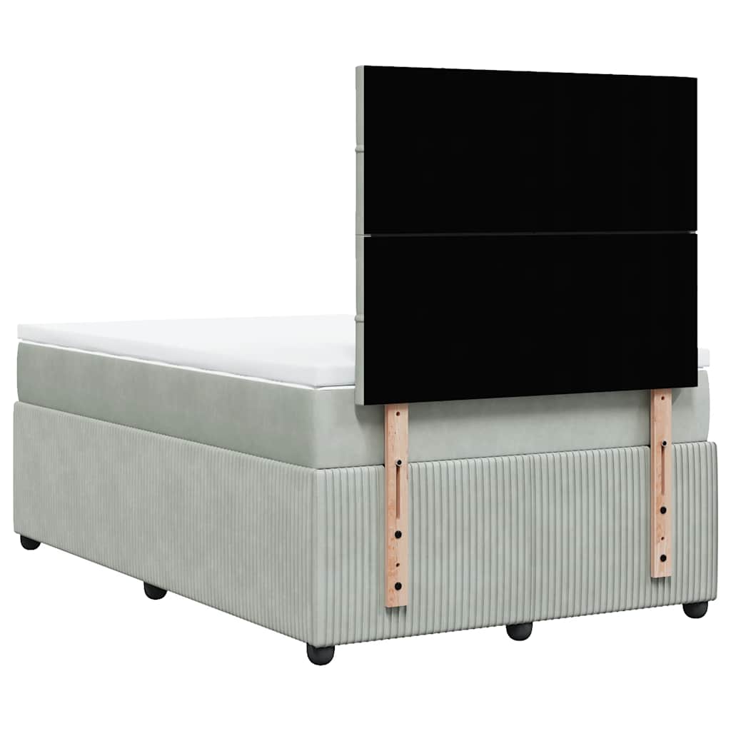 Κρεβάτι Boxspring με Στρώμα Ανοιχτό Γκρι 120x200 εκ. Βελούδινο - Pakobazaar