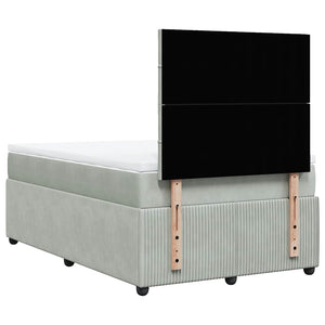 Κρεβάτι Boxspring με Στρώμα Ανοιχτό Γκρι 120x200 εκ. Βελούδινο - Pakobazaar