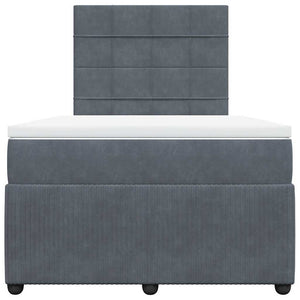 Κρεβάτι Boxspring με Στρώμα Σκούρο Γκρι 120x200 εκ. Βελούδινο - Pakobazaar