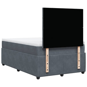 Κρεβάτι Boxspring με Στρώμα Σκούρο Γκρι 120x200 εκ. Βελούδινο - Pakobazaar