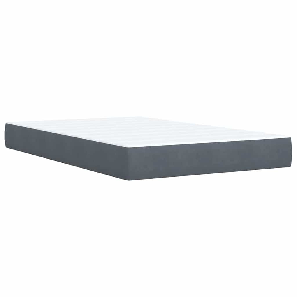 Κρεβάτι Boxspring με Στρώμα Σκούρο Γκρι 120x200 εκ. Βελούδινο - Pakobazaar