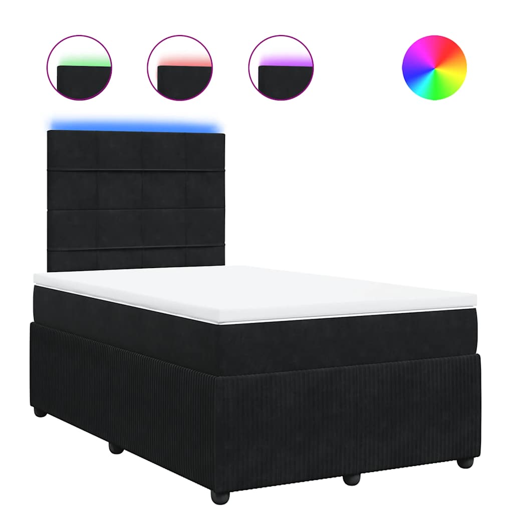 Κρεβάτι Boxspring με Στρώμα Μαύρο 120 x 200 εκ. Βελούδινο