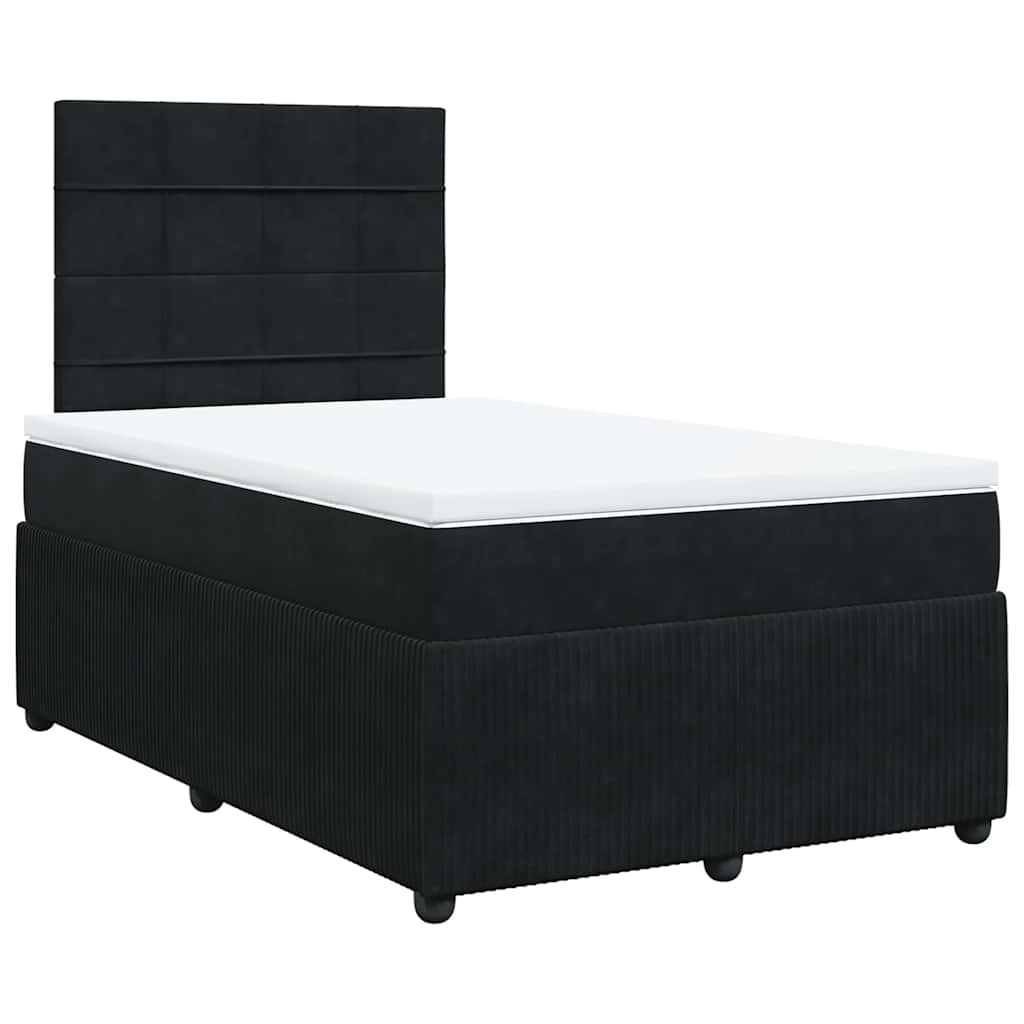 Κρεβάτι Boxspring με Στρώμα Μαύρο 120 x 200 εκ. Βελούδινο