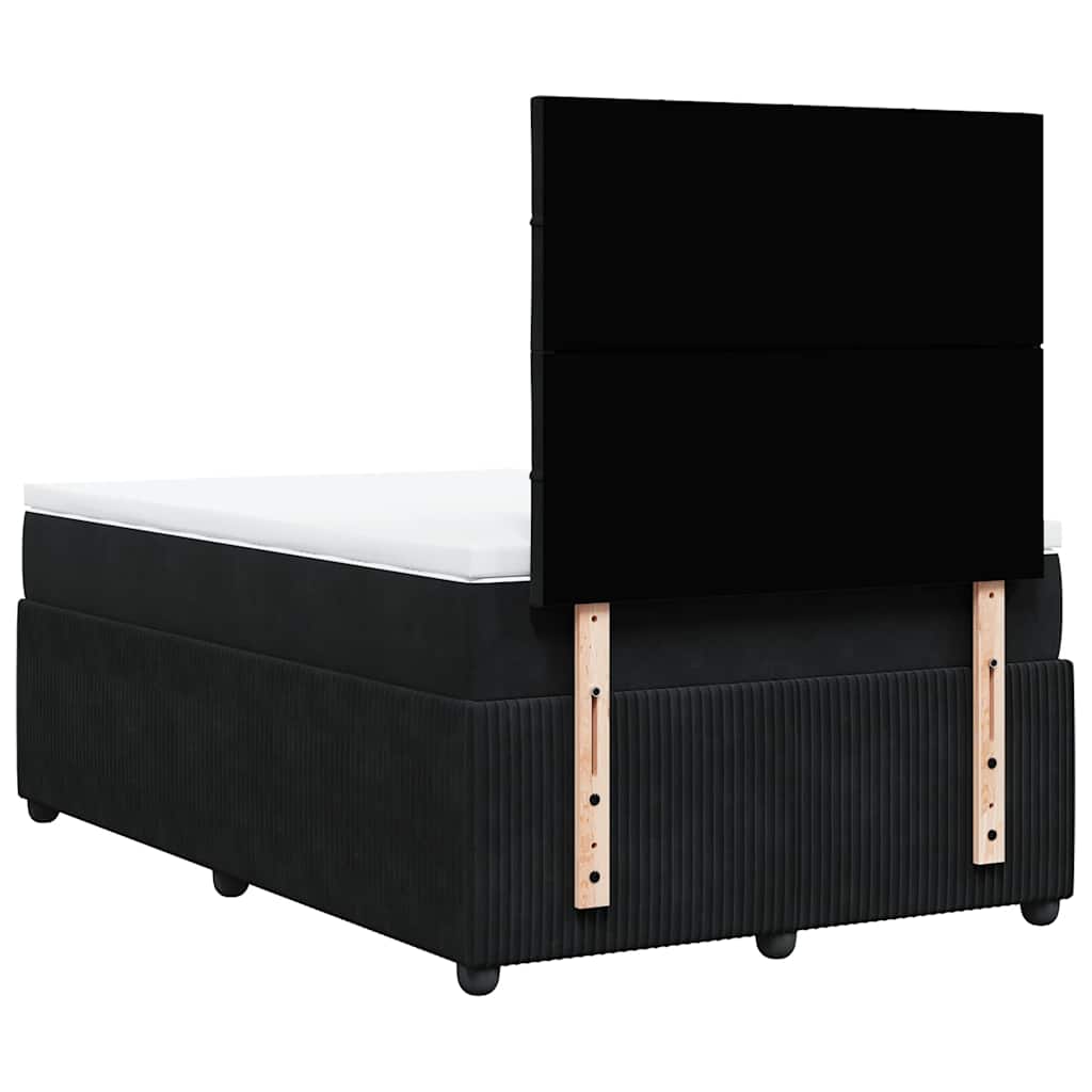 Κρεβάτι Boxspring με Στρώμα Μαύρο 120 x 200 εκ. Βελούδινο