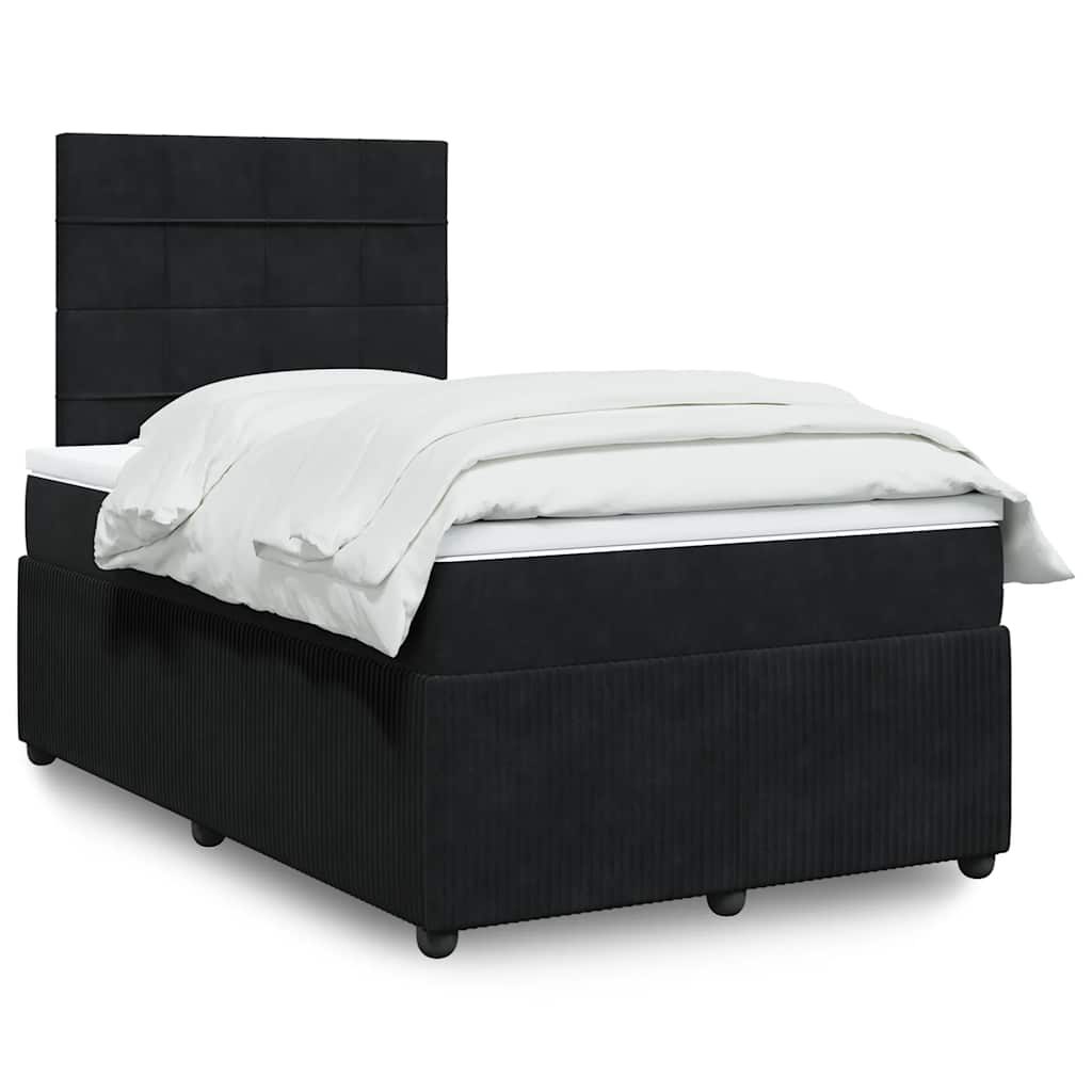 Κρεβάτι Boxspring με Στρώμα Μαύρο 120 x 200 εκ. Βελούδινο