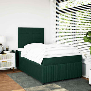 Κρεβάτι Boxspring με Στρώμα Σκούρο Πράσινο 120x200εκ. Βελούδινο - Pakobazaar