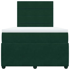 Κρεβάτι Boxspring με Στρώμα Σκούρο Πράσινο 120x200εκ. Βελούδινο - Pakobazaar