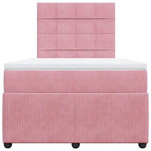 Κρεβάτι Boxspring με Στρώμα Ροζ 120x200 εκ. Βελούδινο - Pakobazaar