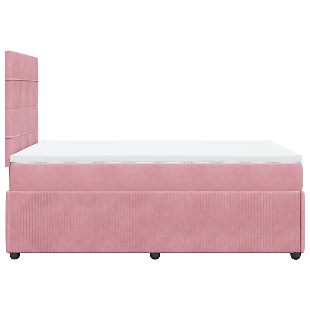Κρεβάτι Boxspring με Στρώμα Ροζ 120x200 εκ. Βελούδινο - Pakobazaar