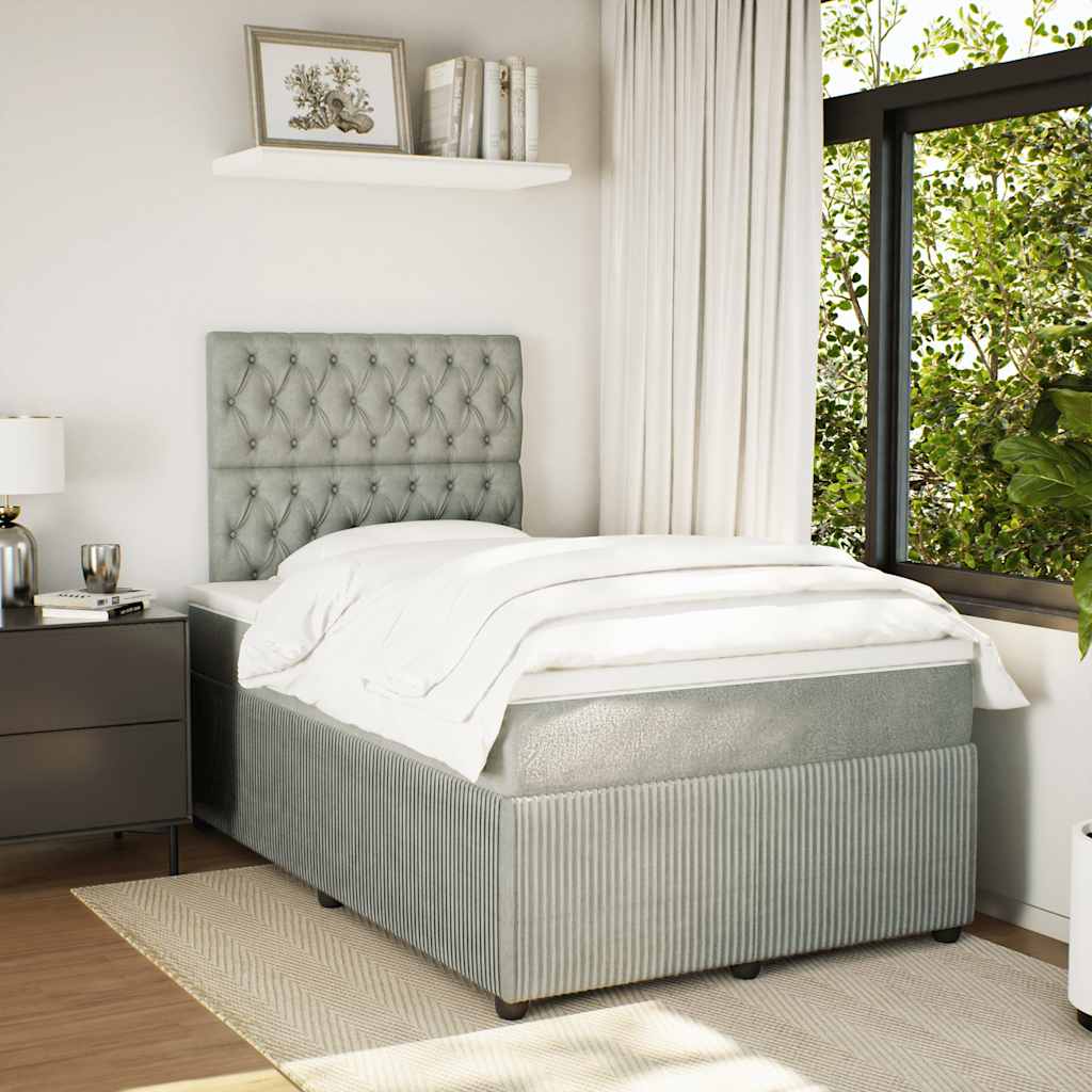 Κρεβάτι Boxspring με Στρώμα Ανοιχτό Γκρι 120x200 εκ. Βελούδινο - Pakobazaar