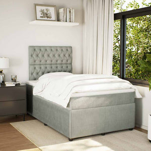 Κρεβάτι Boxspring με Στρώμα Ανοιχτό Γκρι 120x200 εκ. Βελούδινο - Pakobazaar