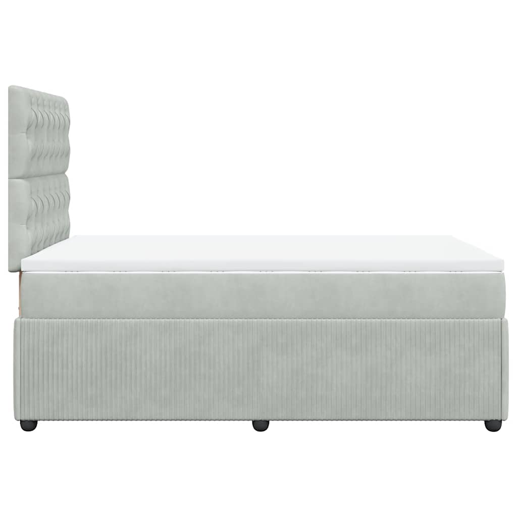 Κρεβάτι Boxspring με Στρώμα Ανοιχτό Γκρι 120x200 εκ. Βελούδινο - Pakobazaar