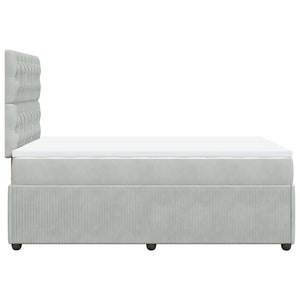 Κρεβάτι Boxspring με Στρώμα Ανοιχτό Γκρι 120x200 εκ. Βελούδινο - Pakobazaar