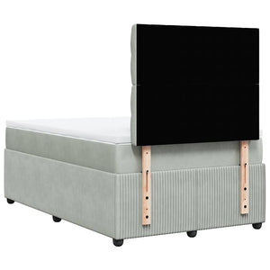Κρεβάτι Boxspring με Στρώμα Ανοιχτό Γκρι 120x200 εκ. Βελούδινο - Pakobazaar