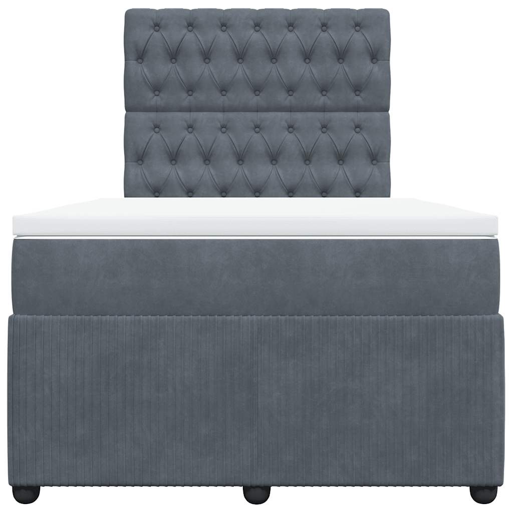 Κρεβάτι Boxspring με Στρώμα Σκούρο Γκρι 120x200 εκ. Βελούδινο - Pakobazaar