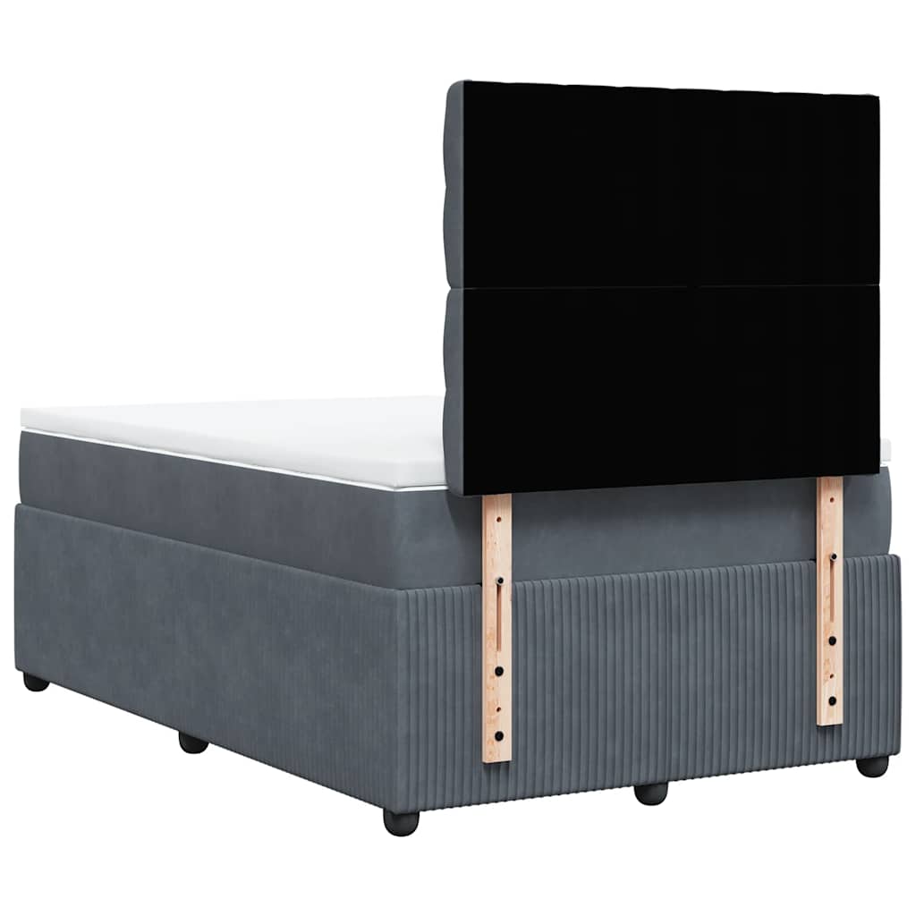 Κρεβάτι Boxspring με Στρώμα Σκούρο Γκρι 120x200 εκ. Βελούδινο - Pakobazaar