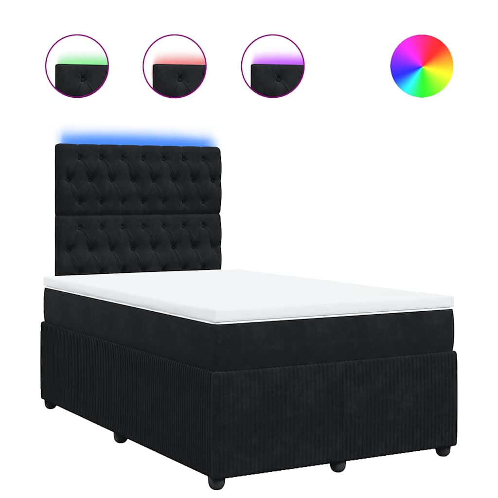 Κρεβάτι Boxspring με Στρώμα Μαύρο 120 x 200 εκ. Βελούδινο