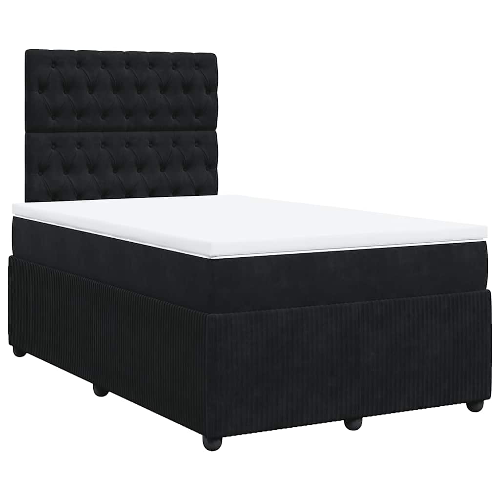 Κρεβάτι Boxspring με Στρώμα Μαύρο 120 x 200 εκ. Βελούδινο