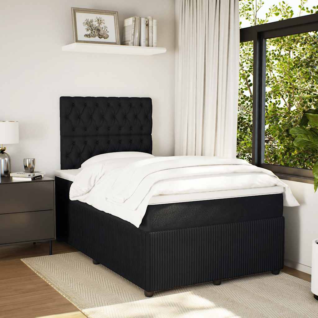 Κρεβάτι Boxspring με Στρώμα Μαύρο 120 x 200 εκ. Βελούδινο