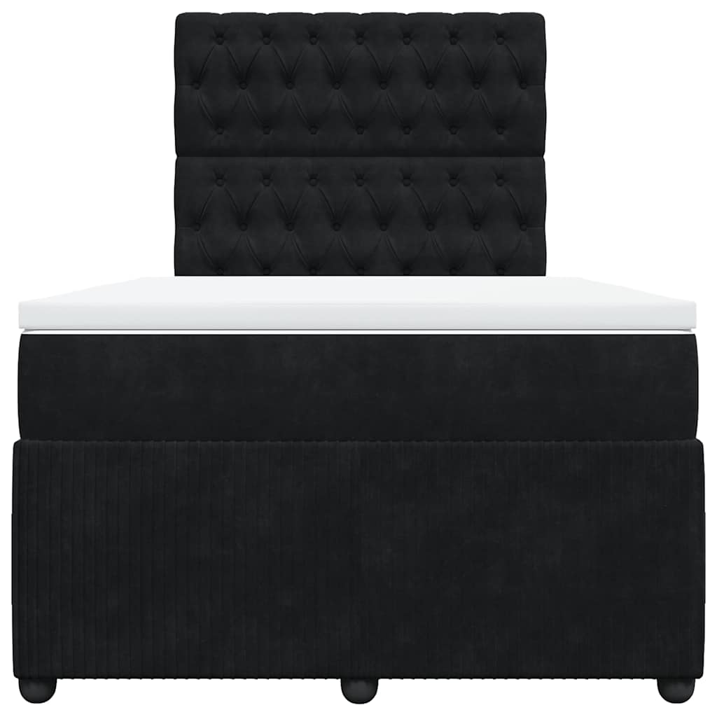 Κρεβάτι Boxspring με Στρώμα Μαύρο 120 x 200 εκ. Βελούδινο