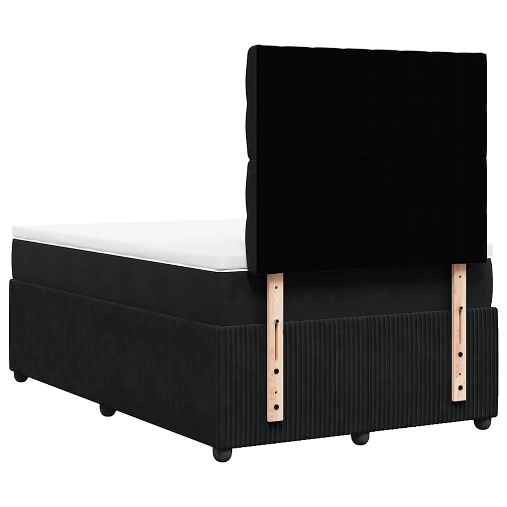 Κρεβάτι Boxspring με Στρώμα Μαύρο 120 x 200 εκ. Βελούδινο