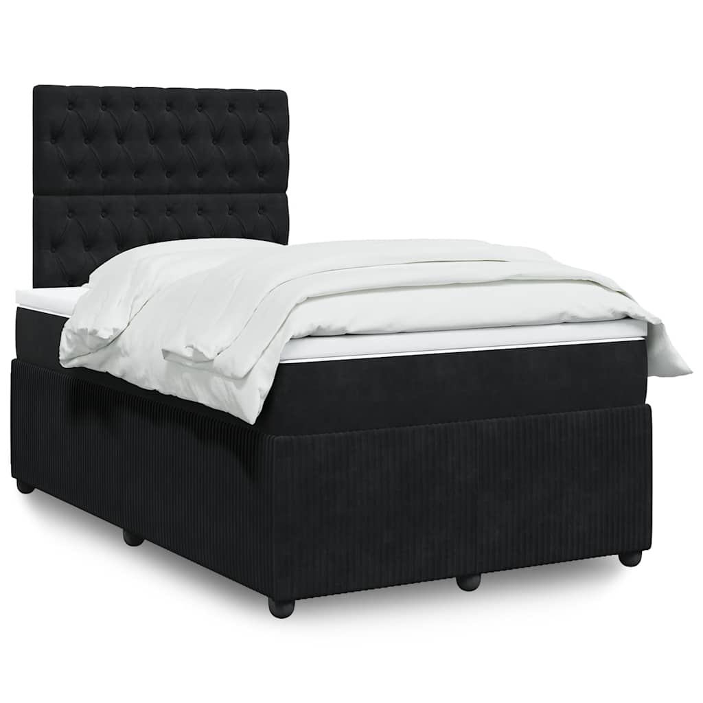 Κρεβάτι Boxspring με Στρώμα Μαύρο 120 x 200 εκ. Βελούδινο