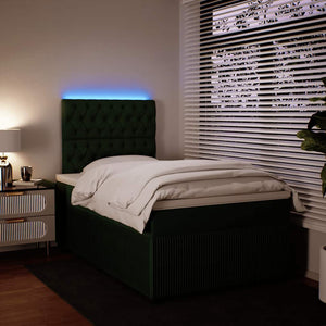Κρεβάτι Boxspring με Στρώμα Σκούρο Πράσινο 120x200εκ. Βελούδινο - Pakobazaar