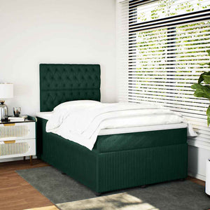 Κρεβάτι Boxspring με Στρώμα Σκούρο Πράσινο 120x200εκ. Βελούδινο - Pakobazaar