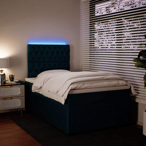 Κρεβάτι Boxspring με Στρώμα Μπλε 120x200 εκ. Βελούδινο - Pakobazaar
