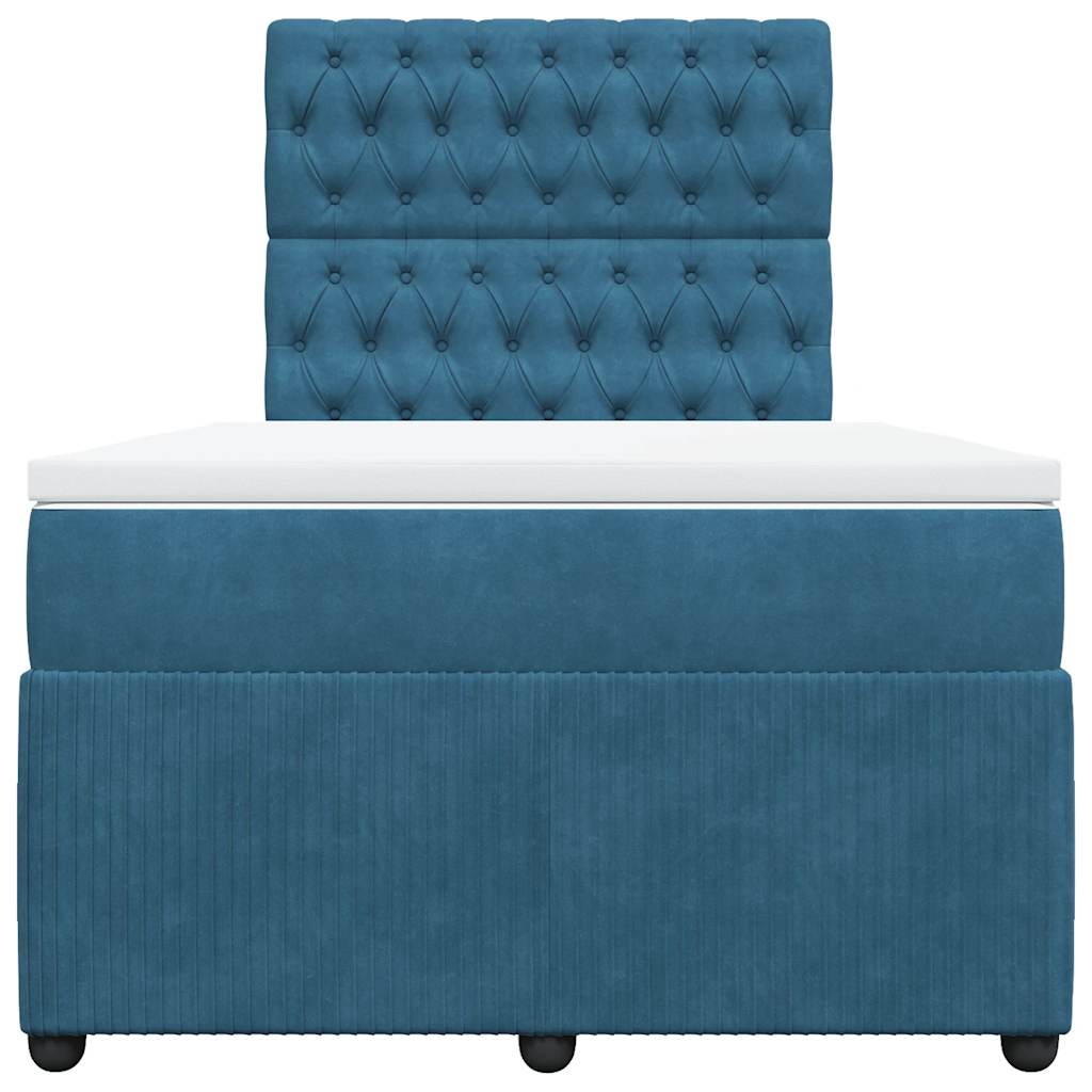 Κρεβάτι Boxspring με Στρώμα Μπλε 120x200 εκ. Βελούδινο - Pakobazaar