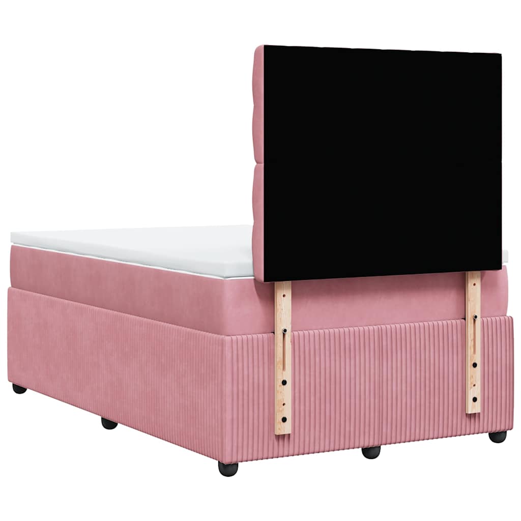 Κρεβάτι Boxspring με Στρώμα Ροζ 120x200 εκ. Βελούδινο - Pakobazaar