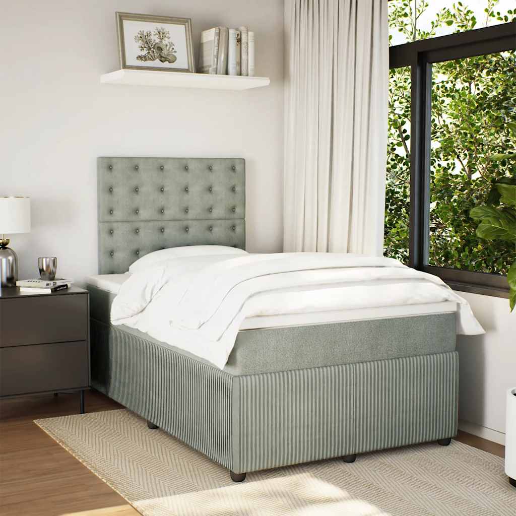 Κρεβάτι Boxspring με Στρώμα Ανοιχτό Γκρι 120x200 εκ. Βελούδινο - Pakobazaar