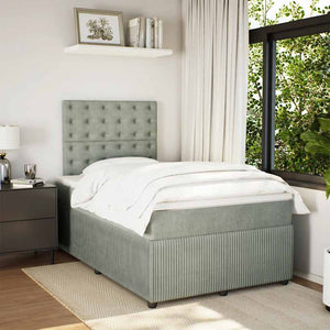 Κρεβάτι Boxspring με Στρώμα Ανοιχτό Γκρι 120x200 εκ. Βελούδινο - Pakobazaar
