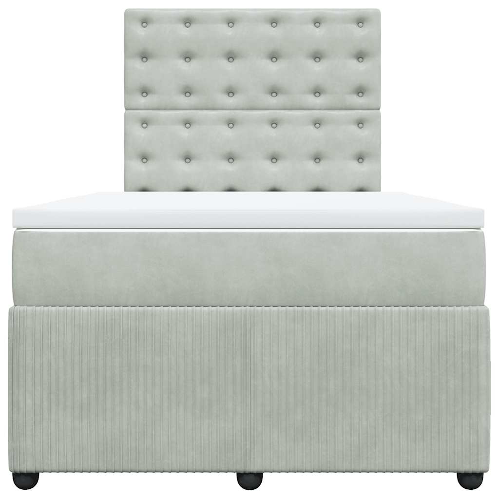 Κρεβάτι Boxspring με Στρώμα Ανοιχτό Γκρι 120x200 εκ. Βελούδινο - Pakobazaar