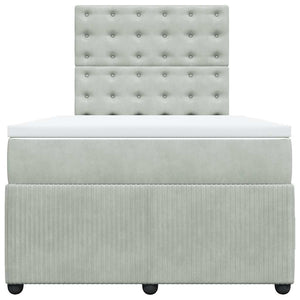 Κρεβάτι Boxspring με Στρώμα Ανοιχτό Γκρι 120x200 εκ. Βελούδινο - Pakobazaar