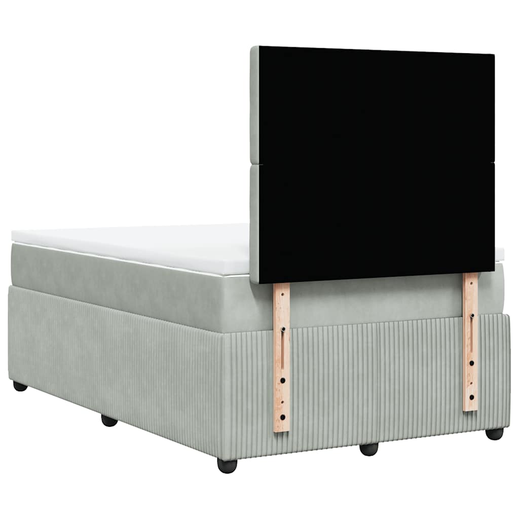Κρεβάτι Boxspring με Στρώμα Ανοιχτό Γκρι 120x200 εκ. Βελούδινο - Pakobazaar
