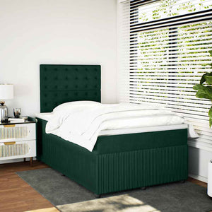 Κρεβάτι Boxspring με Στρώμα Σκούρο Πράσινο 120x200εκ. Βελούδινο - Pakobazaar