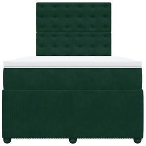 Κρεβάτι Boxspring με Στρώμα Σκούρο Πράσινο 120x200εκ. Βελούδινο - Pakobazaar